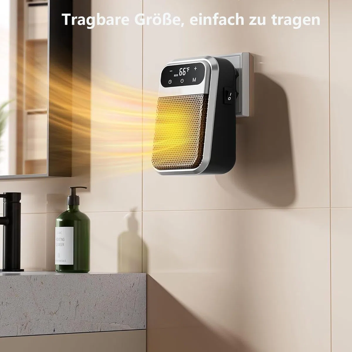 Steckdosen Heizlüfter mit Fernbedienung,Mini Keramik Heizlüfter Bad Energiesparend Leise Heizung 800W Heizstrahler mit 12h Timer Thermostat Überhitzungsschutz für Schlafzimmer