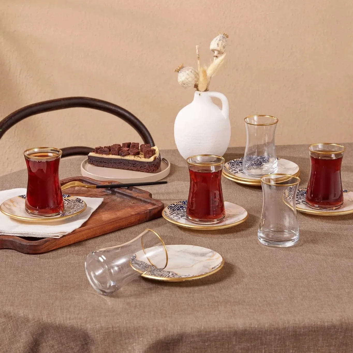 KARACA Aris 12-teiliges Teeservice für 6 Personen - Exquisites Porzellanservice für stilvollen Teegenuss