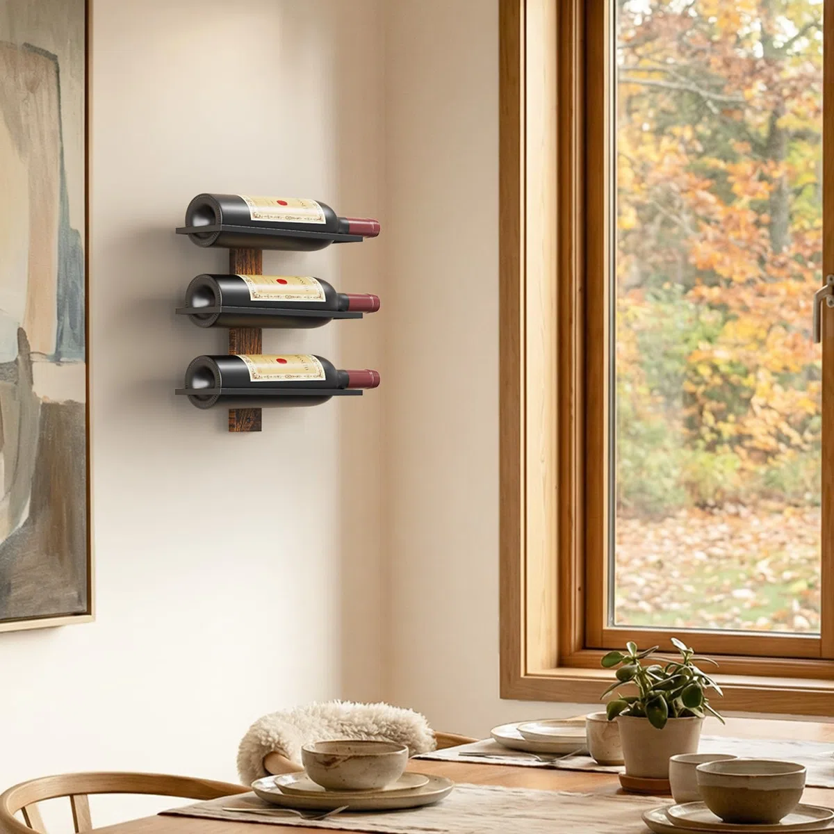 B4Life Weinregal Zur Wandmontage Für 3 Flaschen -weinregal Wand, Flaschenregal,Flaschen Wandregal,weinflaschenhalter,weinhalter Zum Umhängen,Weinhalter Und Weindekor Für Die Wand