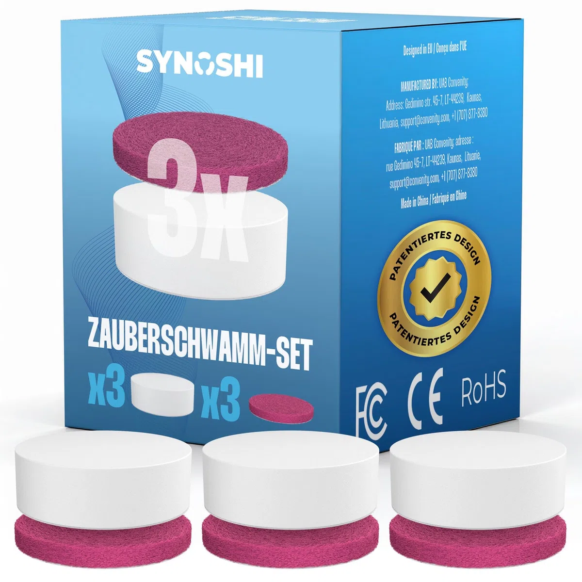 Synoshi Pro Melamin Magic Schwamm für Elektrische Reinigungsbürste – Doppel-Action Set für Flecken, Abnutzungserscheinungen und Markierungen – Effektive Reinigung für Wände, Arbeitsplatten (3 stück)