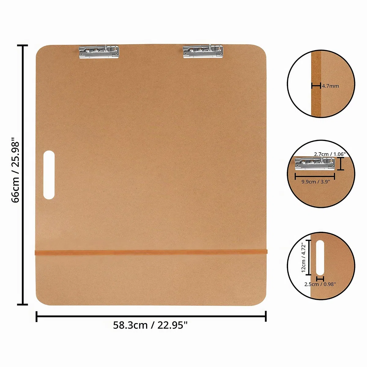Kurtzy Großes Holz Klemmbrett für Künstler – 66 x 58,3 cm – Tragbare Klemmbrett Tafel mit Griff & Doppelclip – Klemm Brett zum Malen, Skizzieren & Zeichnen – Studio, Schule & Bürobedarf Klemmbrett