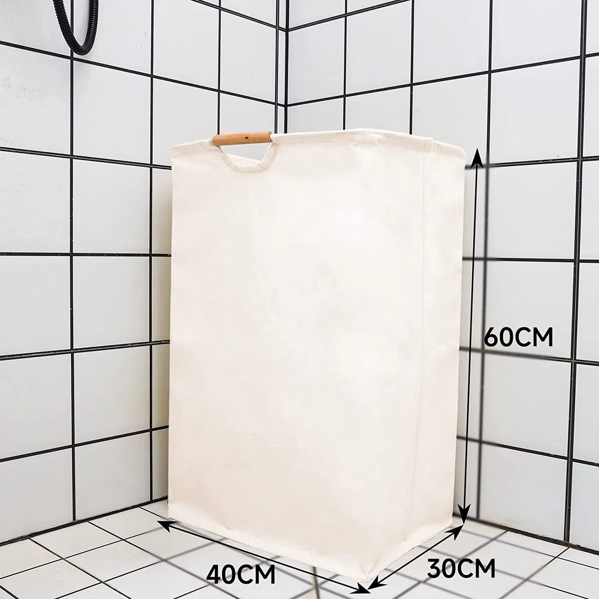 2 Stück 72L Faltbarer Wäschekorb Groß, Wäschesack mit Griffen - Geräumiger Wäschebehälter für Zuhause, Bad (Beige)