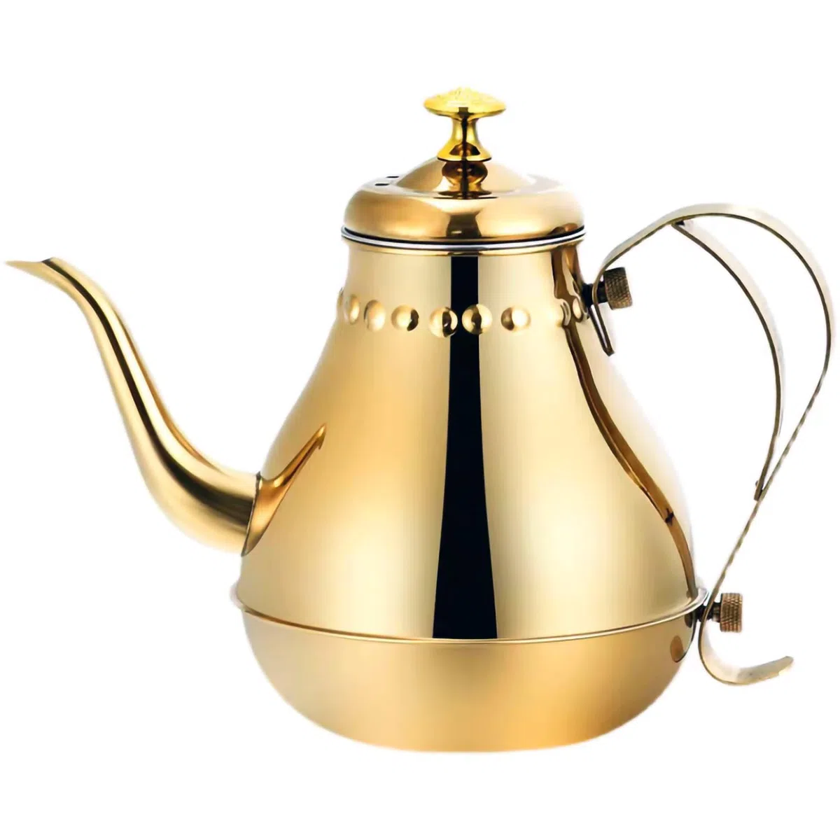 Royal Schwanenhals Teekessel Edelstahl Große Kapazität Multifunktionale Kaffeekanne mit eingebautem Sieb (Gold, 1800ml)