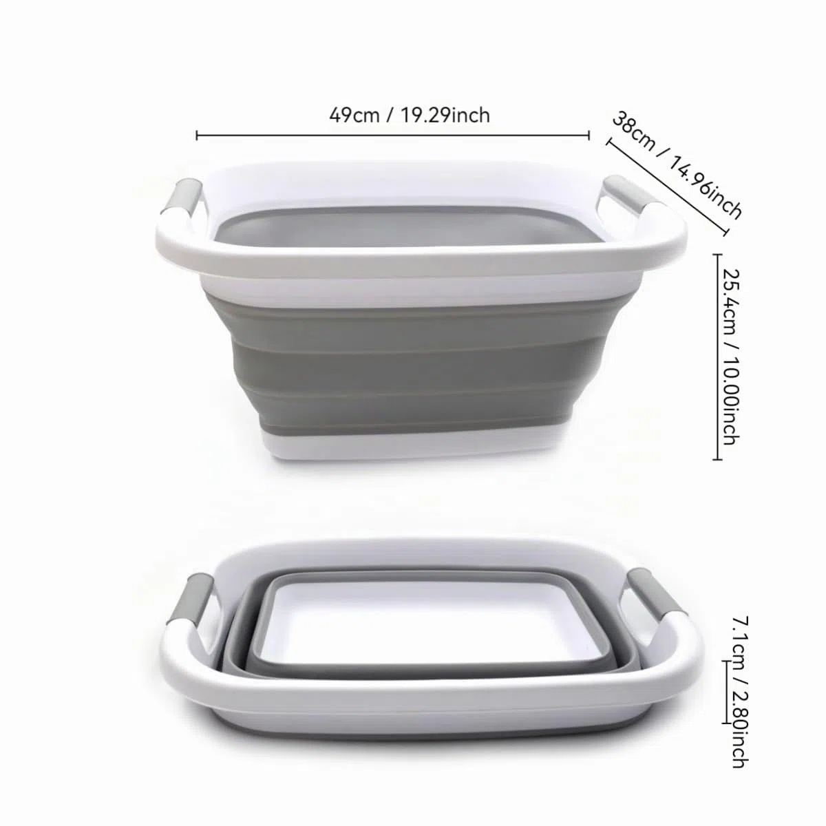 SAMMART 25L Zusammenklappbarer Wäschekorb / -wanne - faltbarer Aufbewahrungsbehälter/Organizer - tragbarer Waschbehälter - platzsparender Korb - Kofferraum-Aufbewahrungsbox (Grau)