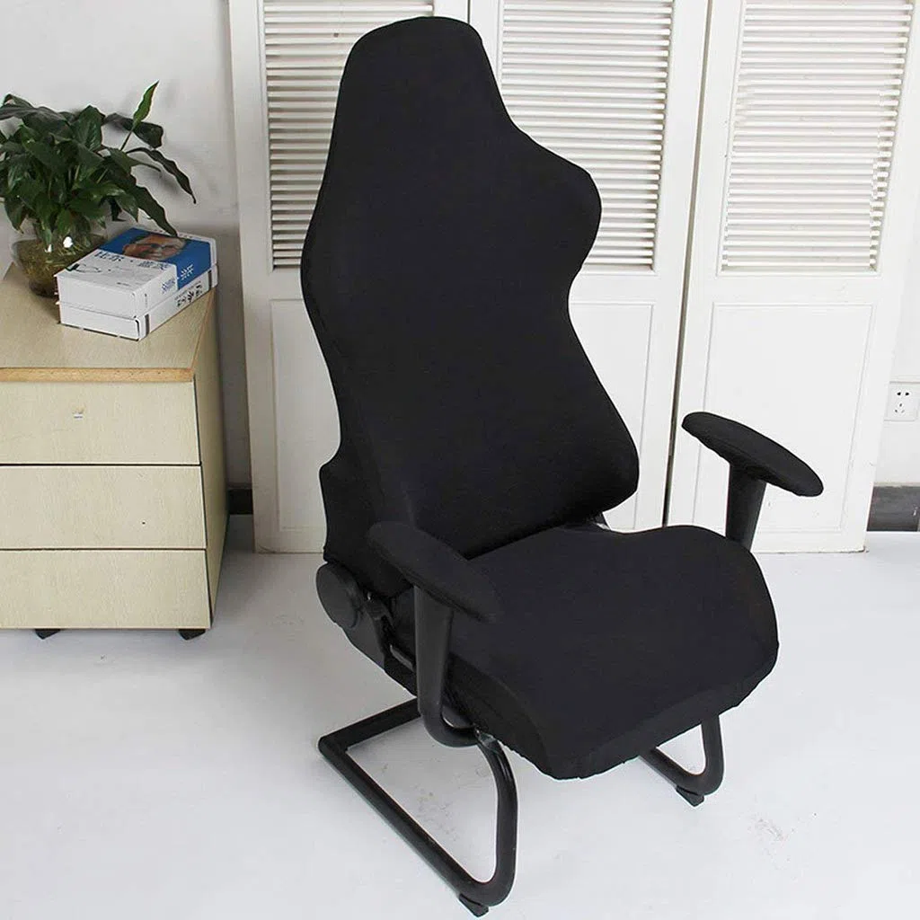 BTSKY Gaming-Stuhlhussen, ergonomisch, dehnbar, für Büro- und Computerstuhl, auch für Liegesessel, Rennstil, Schwarz (Stühle Nicht enthalten)