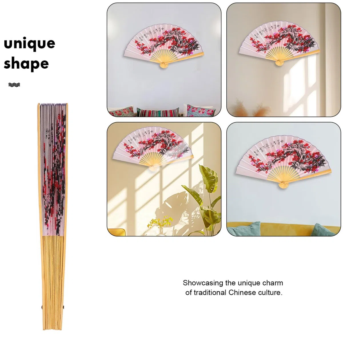 ABOOFAN Fächer Rave Klappbarer Wandventilator Aus Bambus Chinesischer Japanischer Traditioneller Fächer Wanddekoration Chinesische Traditionelle Malerei Für Performance-Tanz