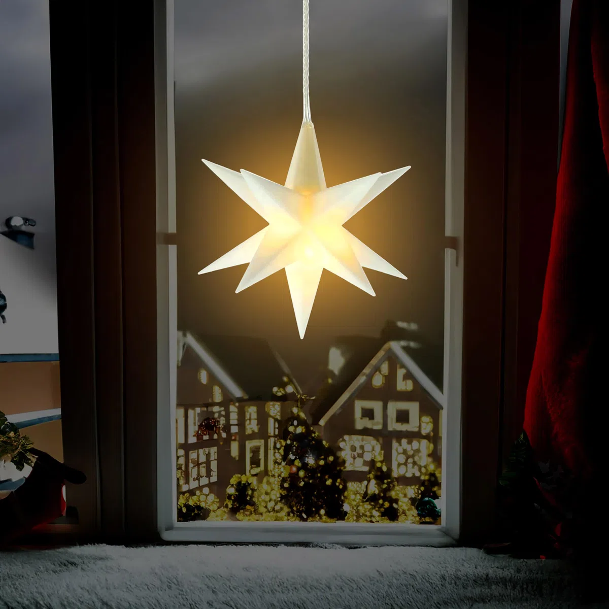 Spetebo LED Weihnachtsstern 3D warm weiß 12 cm 3er Set mit Timer - weiß - Deko Leuchtstern Batterie betrieben für Innen - Stern Leuchte Fensterdeko Weihnachten Advent Winter Deko Beleuchtung