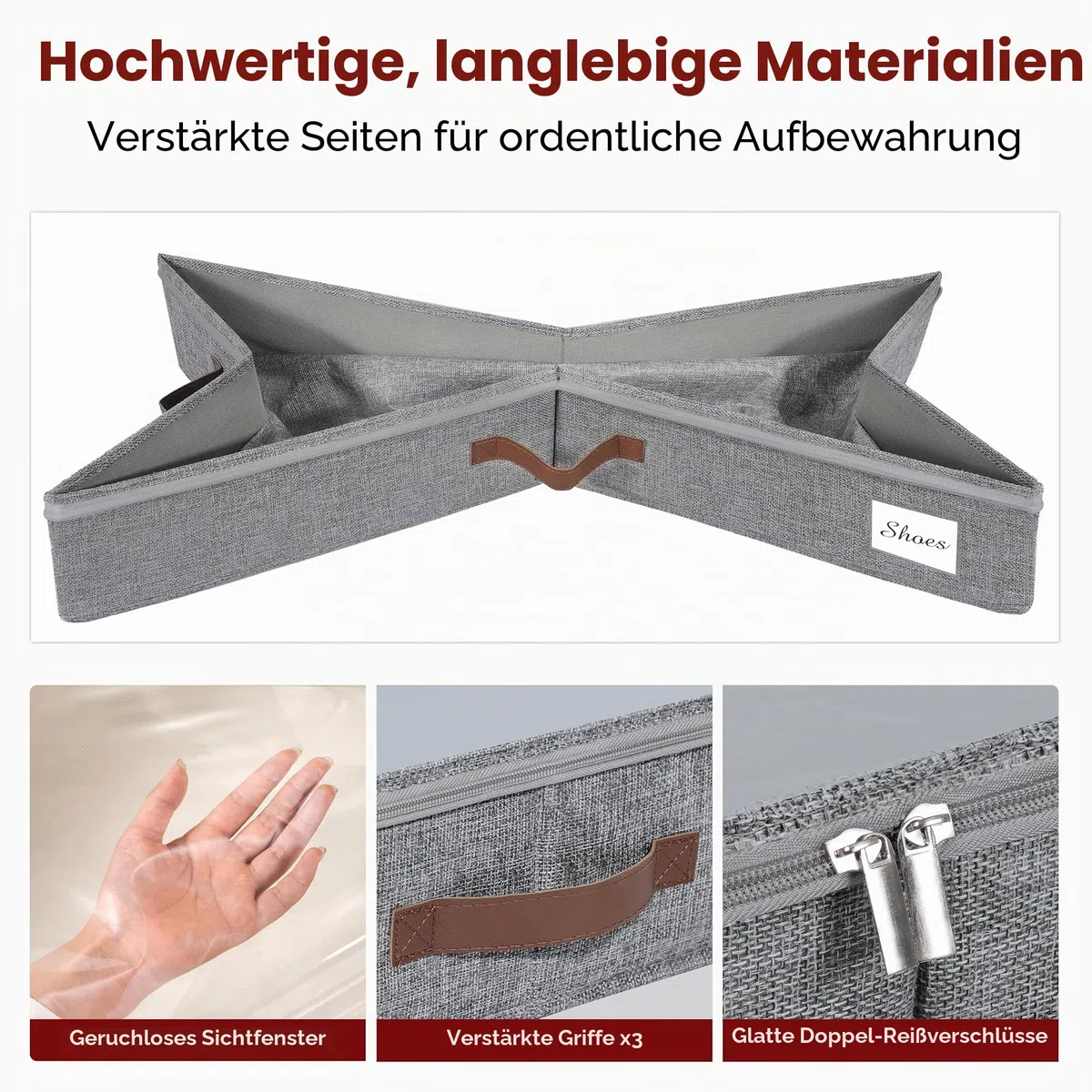 KitHreo Unterbettkommode mit Rollen, 2 Stück Unterbett-Aufbewahrungsbehälter, rollender Unterbett-Organizer, große Kapazität, einfache Montage, stabil, Schubladen unter dem Bett auf Rädern für (Grey)