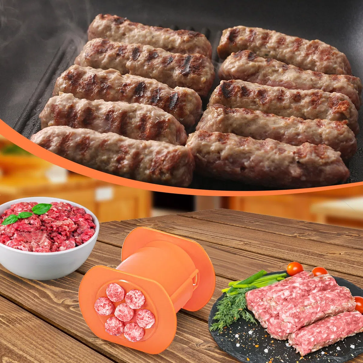churros presse,hotdog maker set,hot dog maschine,Mit 7 Löchern für Burger/Kroketten/Gebäck