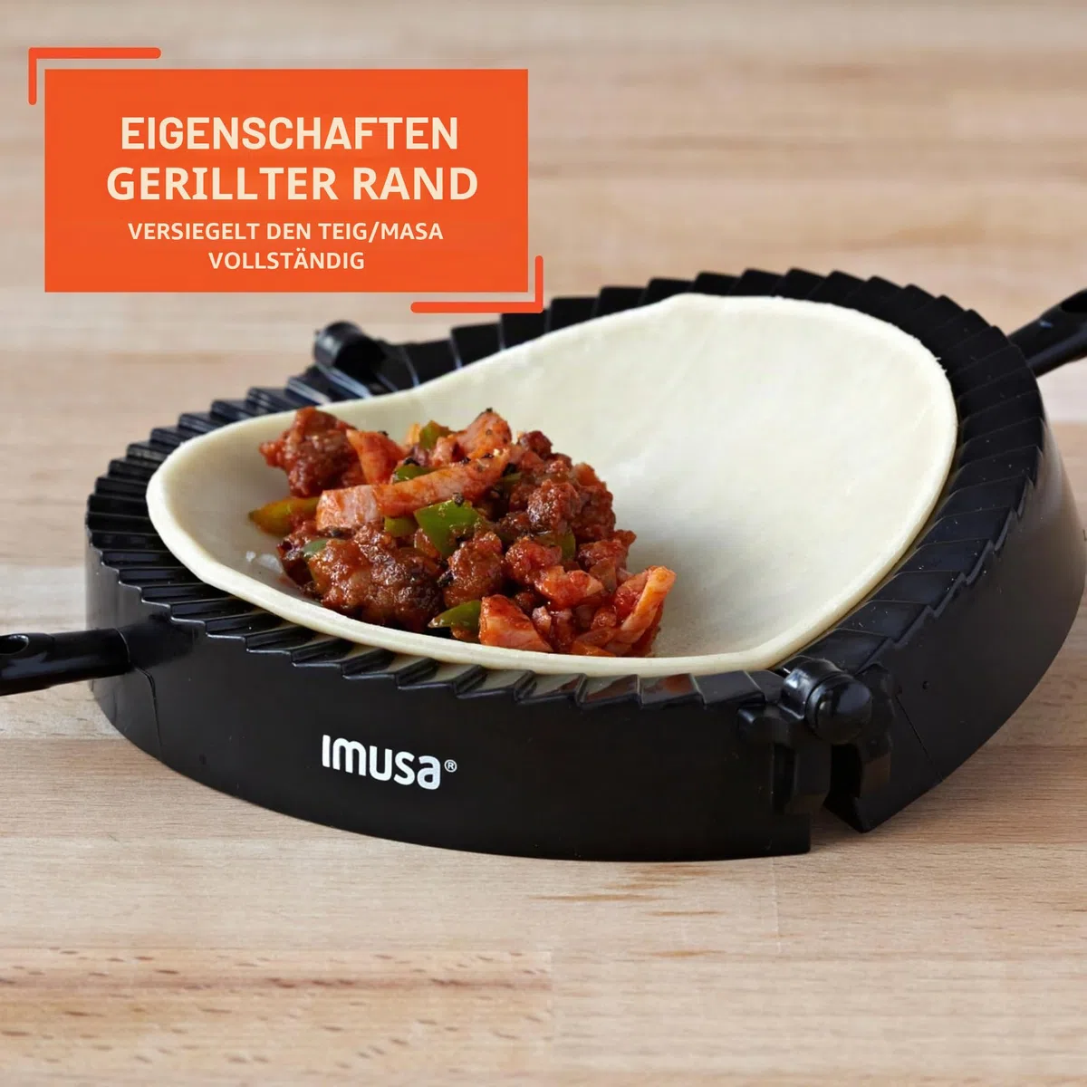 Imusa USA IMU-71006W Jumbo-Empanada-Form, einfach zu bedienen, aus Kunststoff, Schwarz