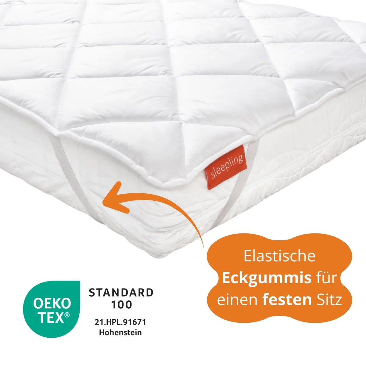 sleepling Matratzenschoner 90x200 cm, Matratzenauflage, bis zu 30 cm Matratzenhöhe, Matratzenschutz 90 x 200 cm, 100% weiche Mikrofaser, 4 Eckgummis, Made in EU, Oeko-TEX, waschbar bis 60 Grad