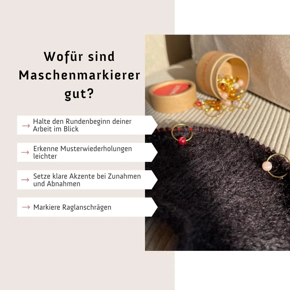 Hochwertiges Maschenmarkierer Set - 40 Metall Ringe in 5 Farben | Praktisches Strick- und Häkelzubehör, Maschenmarkierer Metall