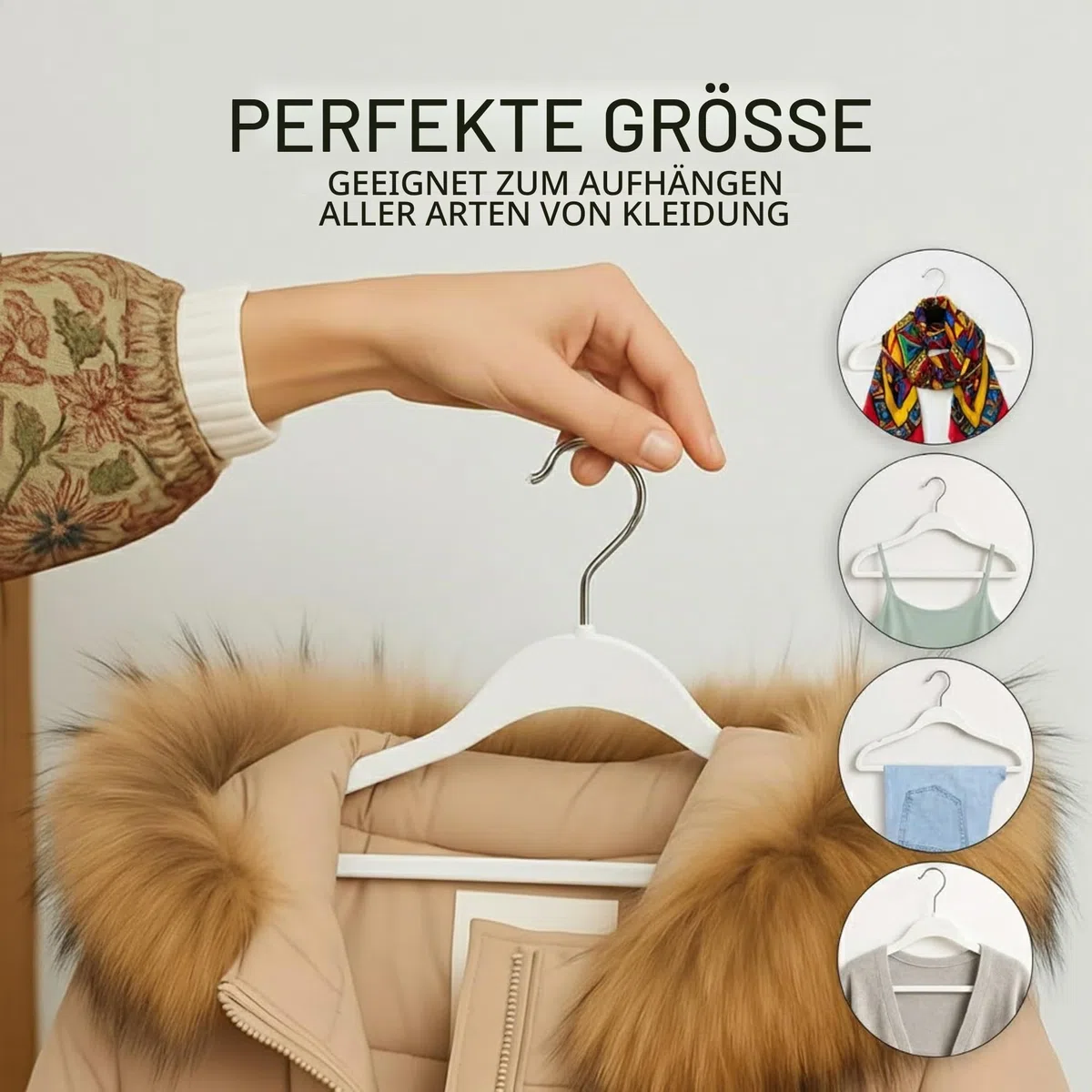 Utopia Home - Antirutsch-Kleiderbügel aus Samt - rutschfeste und strapazierfähige Kleiderbügel aus Samt - Stark genug, Jacken und Pullover zu halten (Weiß, 20er-Pack)