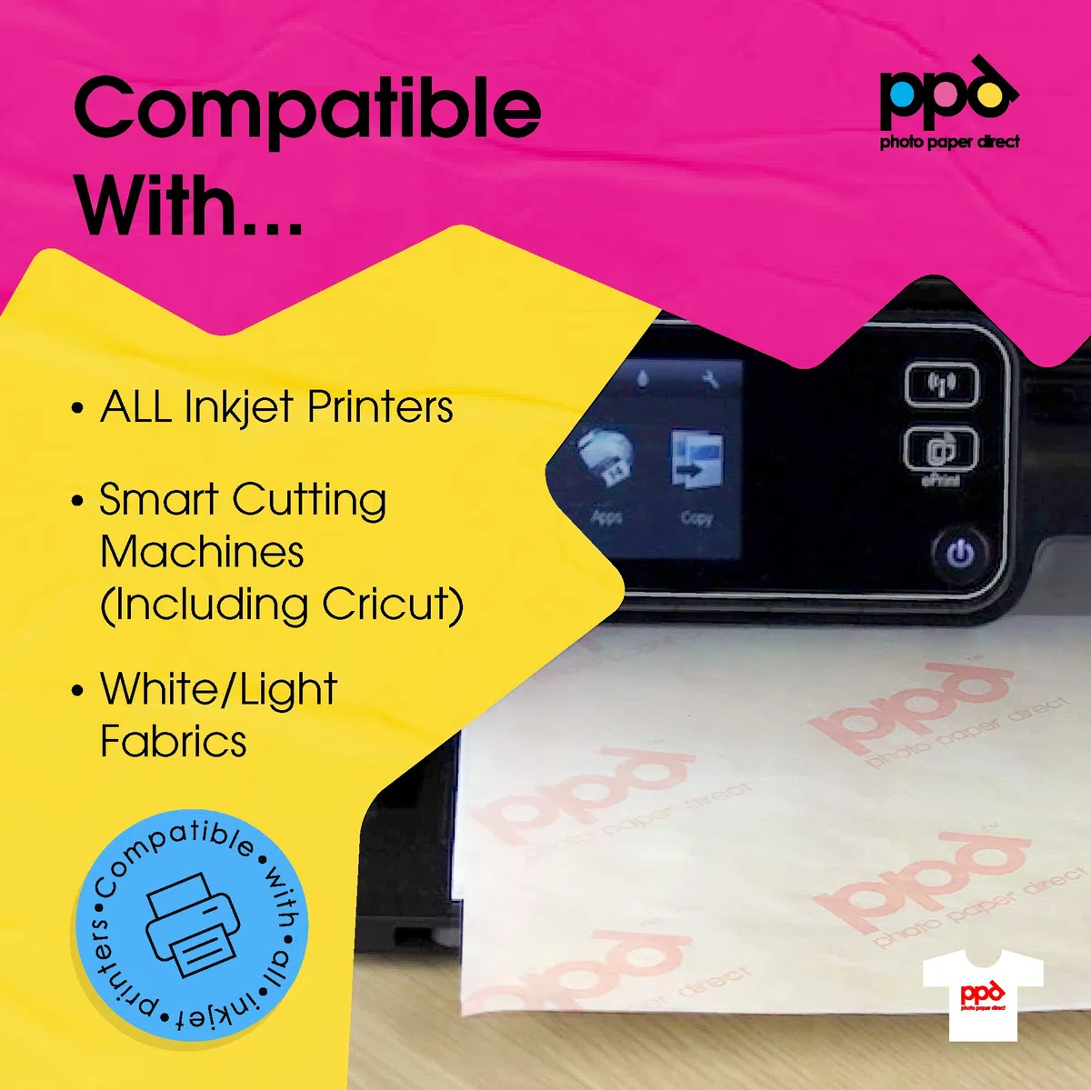 PPD 20 x A4 Inkjet Premium Transferpapier für helles Textil, Bügeleisen und Transferpresse PPD-1-20