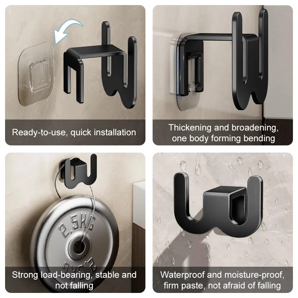 Schuhhalter Wand, 3 Stück Ohne Bohren schuhablage, schuhregal wand aus Space-Aluminium, multifunktionales Badezimmer-Hausschuhregal für Badezimmer Schlafzimmer Wohnzimmer (Schwarz)