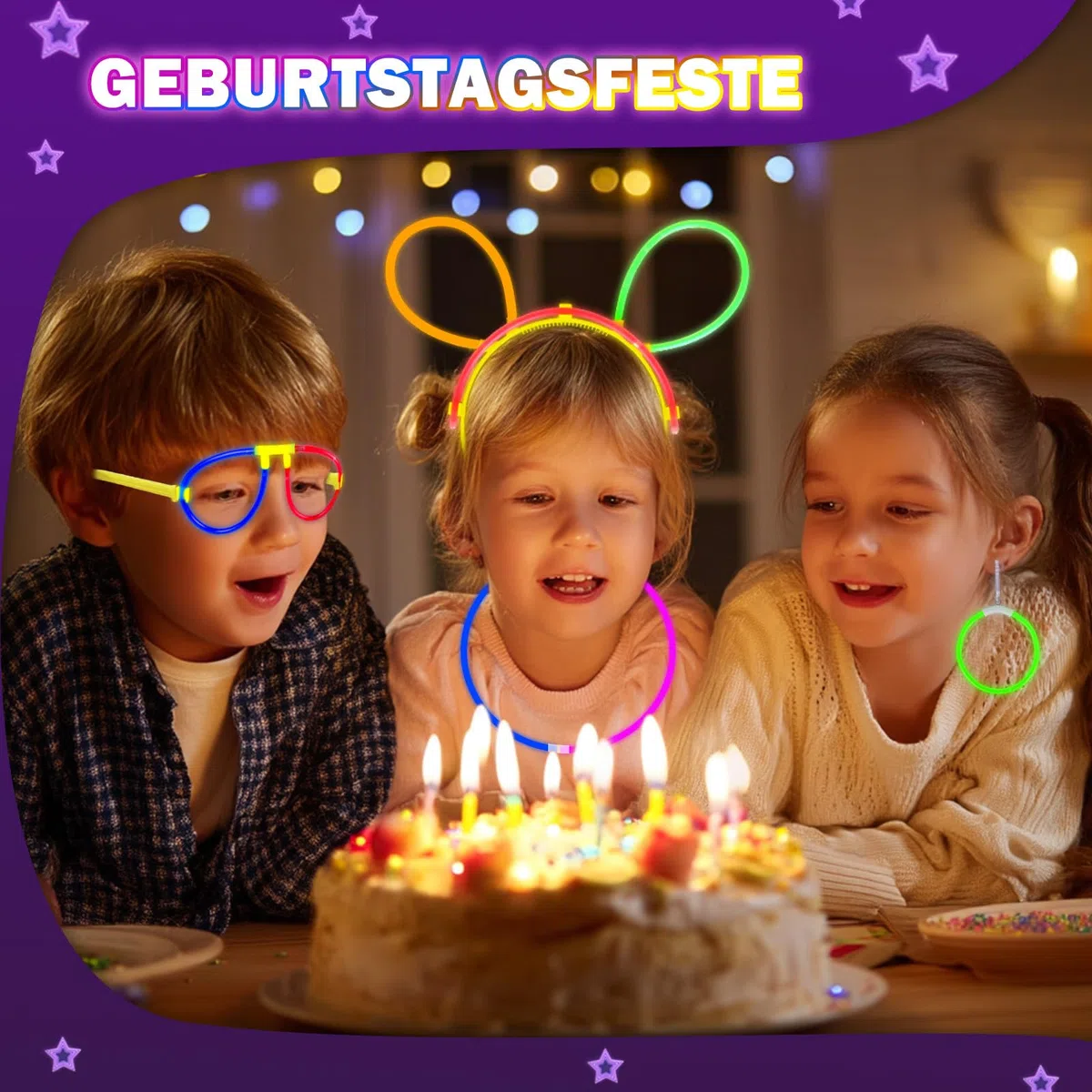 Knicklichter Party Set,100 Stück Leuchtstäbe 130 Verbinder,Neon Knicklichter Ketten und Leuchtbrillen für Kinder, Deko für Festival Hochzeiten Weihnacht Party Silvester Deko 2025