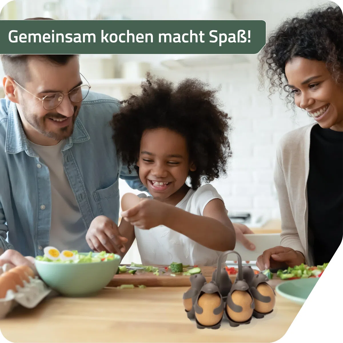 PELEG DESIGN – Egguins-förmiger Eierspender & Eier Aufbewahrung – Eierkocher & Kühlschrank Organizer für 6 Eier – Perfekt für Weich- und Hartgekochte Eier (Eggbears)