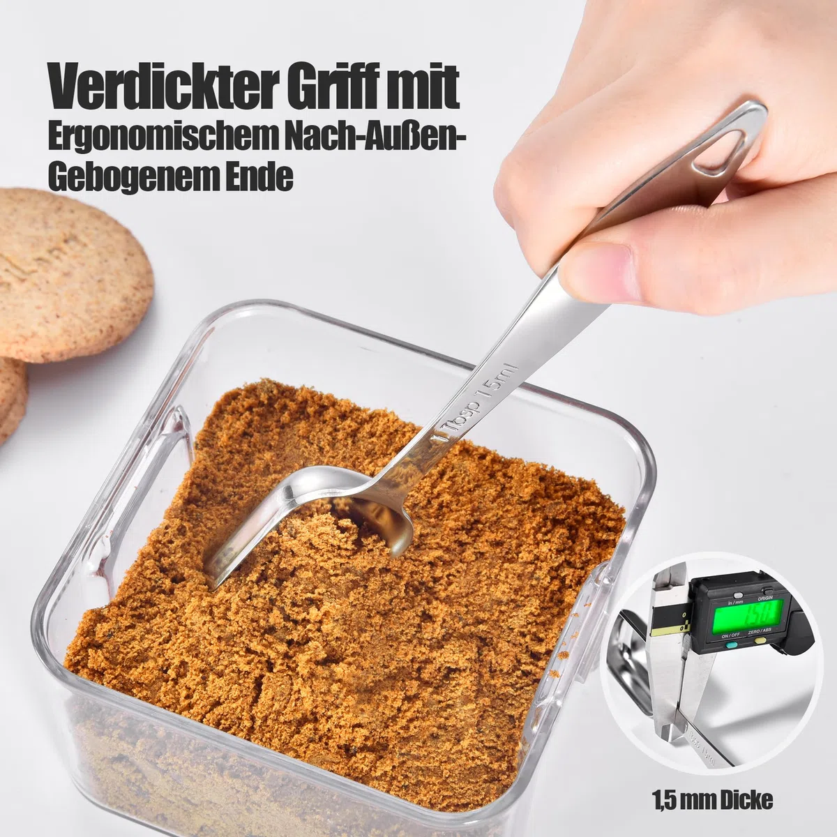 Doosu Messlöffel aus 18/8 Edelstahl, Metall Gewürzlöffel Esslöffel Dosierlöffel Präzisions Küchenwerkzeug zum Messen für Proteinpulver, Kaffee und Backen, Spülmaschinenfest (Schmaler, 8er-Set)