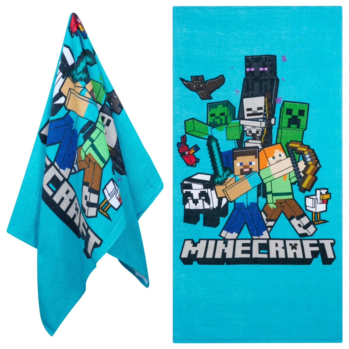 Minecraft Handtuch Kinder Teenagers Badetuch Absorbierend Creeper Strandtuch Baumwolle Duschtuch 70x140 cm für Schwimmen Baden Reise Zubehör