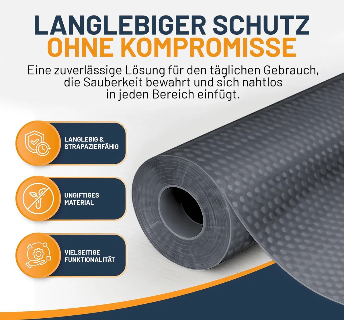 Schubladenmatte von Linda's Essentials (60 x 500 cm) - Antirutschmatte Schubladen Schrankfolie Schrankpapier abwaschbar, Kühlschrank Folie die Schubladen und Regale sauber hält - Zuschneidbar (grau)