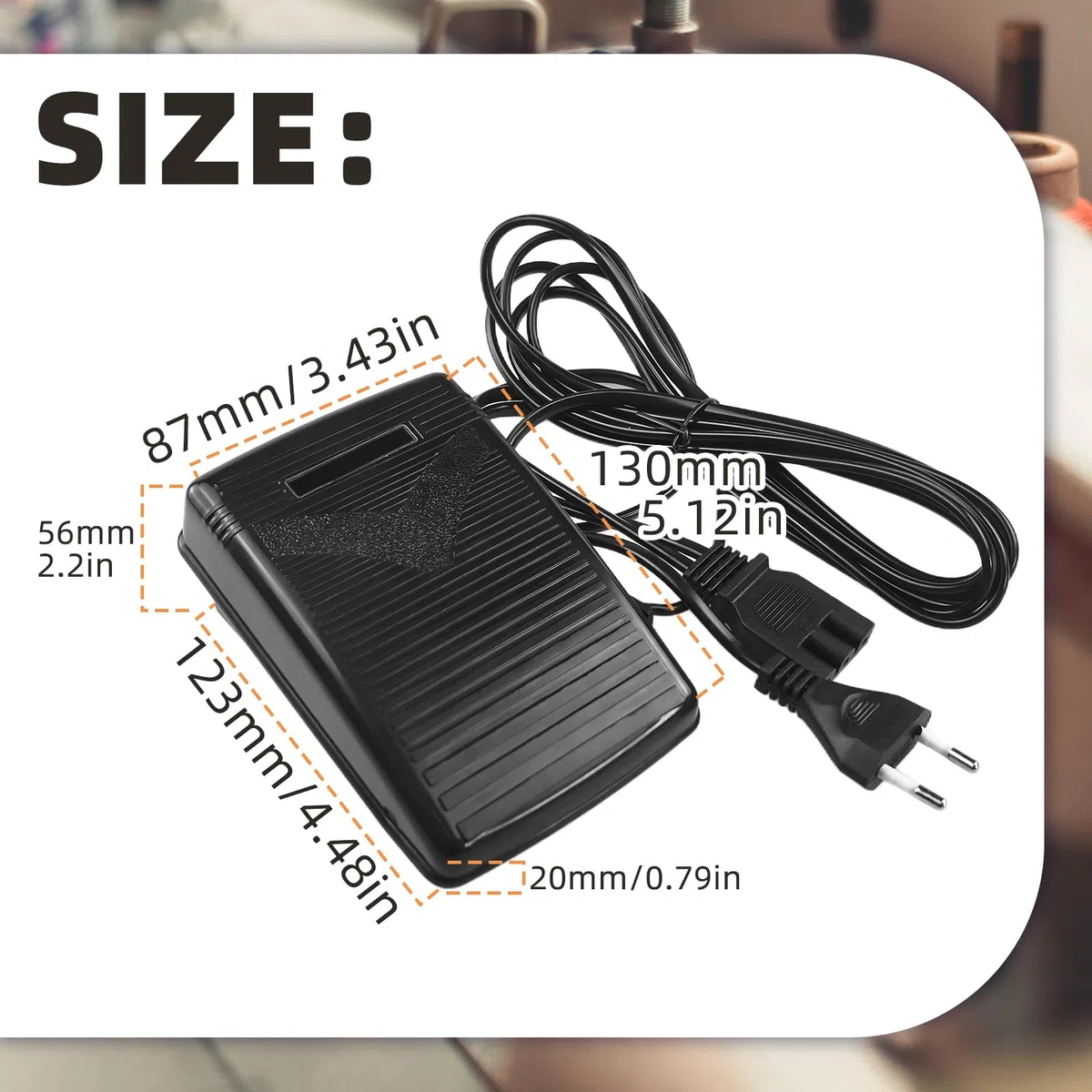 Elektronische Fußsteuerung Nähmaschine, Universal Fußsteuerung Pedal Fußschalter Stecker 200-240V mit Netzkabel, Fußpedal Controller Variable Speed Controller für meisten Nähmaschinen EU-Stecker