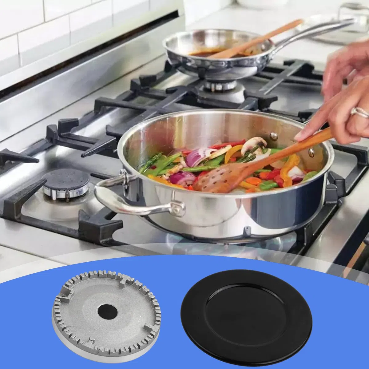 4pcs Brenner-Set, Gas-brenner Crown & Flammenkappe, Küchenbrenner, Passend für die Meisten Gasherdbrenner, Schnellbrennerkappen-Set, für Kochplatten Ariston Indesit Samet Nardi