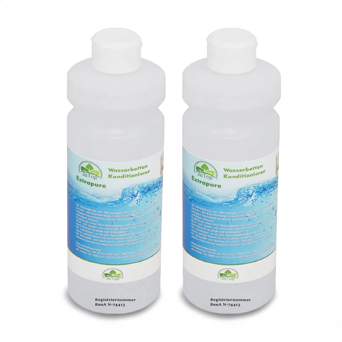 JaTop Wasserbett Conditionierer [2 x 500ml] - Für alle Wasserbetten geeignet - purer Wasserbetten Conditioner - inklusive Bubble Stop, Flüßig - Made in Germany (1Liter (2 Flaschen a 500ml))