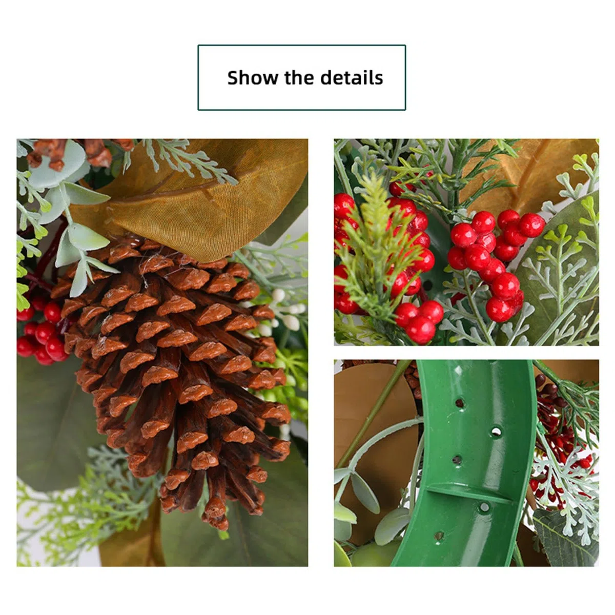 Beleuchteter Weihnachtskranz,Weihnachtstürkranz Beleuchtet | Natürliche Tannenzapfengirlande | Weihnachtskranz mit Tannenzapfen, roten Beeren, beleuchteter Weihnachtskranz für Winterferien, Heimdekora