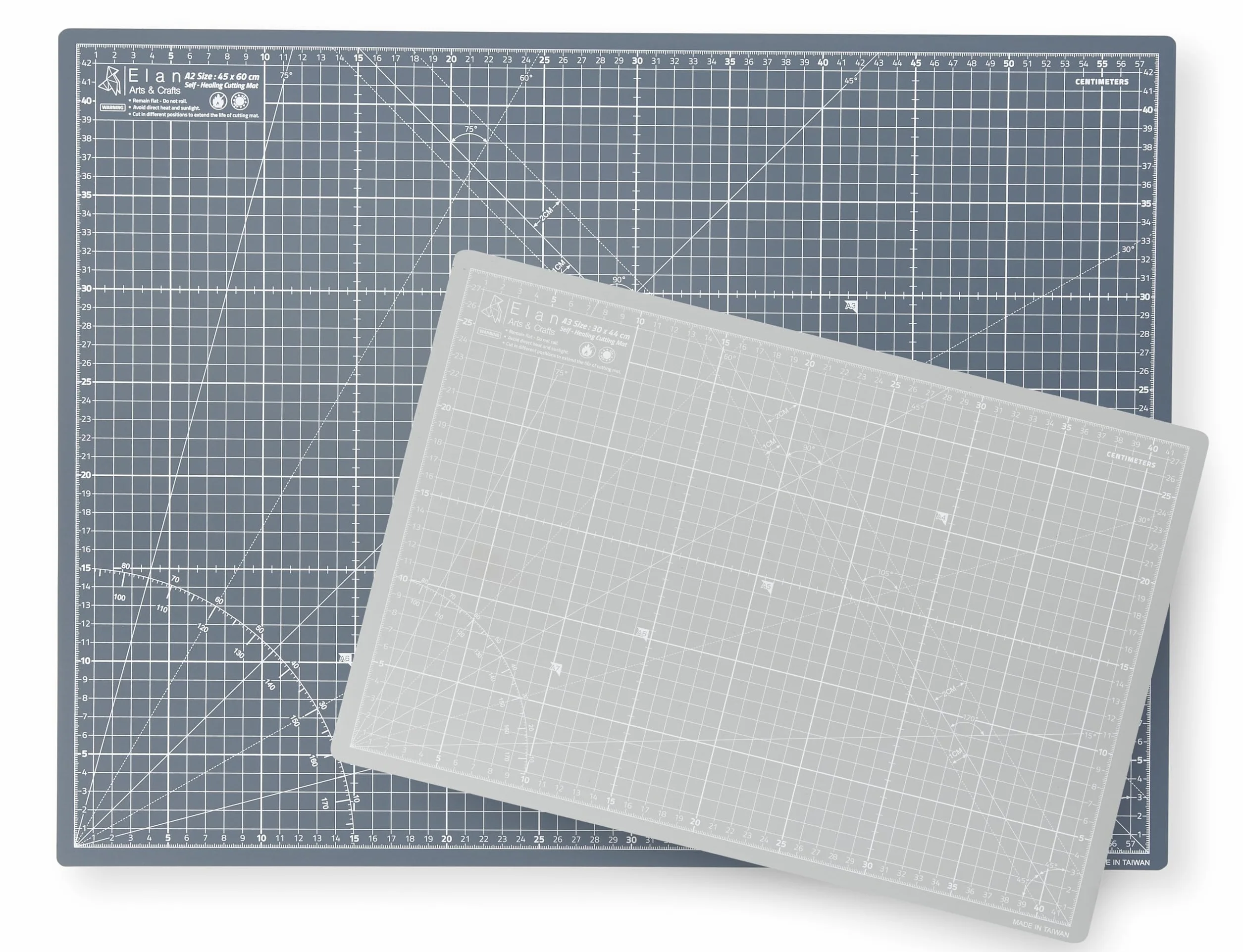 Elan Schneidematte A2 Grau, 5-lagige Schneidematte 45x60 Selbstheilend, Bastelunterlage Schnittfest A2, Cutting Mat 45x60, Schneideunterlage Basteln