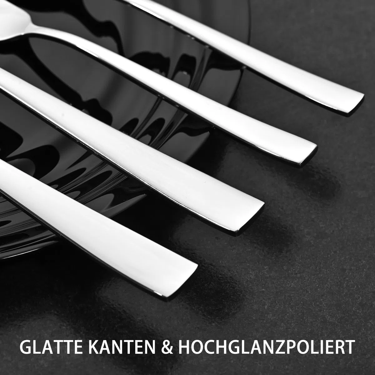 Otto Koning Leipzig, Besteck Set 8 Personen, Essbesteck Set 32 teilig, Besteck Edelstahl, Hochglanzpoliert, Dicke 3 mm. Modernem und Schlichtem Design