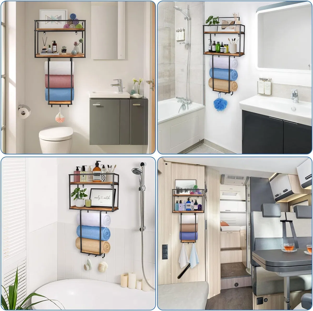 Handtuchregal zur Wandmontage mit 3 Haken–Große Kapazität, vielseitig einsetzbar, ideal für kleine Badezimmer, Hotel und Wellnessbereiche–Perfekte Handtuchaufbewahrung und Gästehandtuchhalter | Große Kapazität, Vielseitig einsetzbar, Ideal für kleine Bade