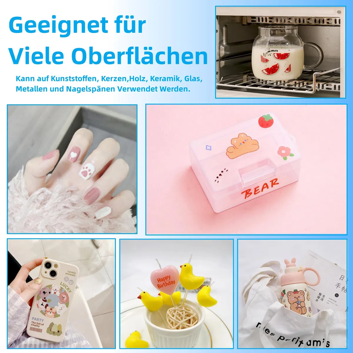 Wasserschiebefolie für Tintenstrahldrucker & Laserdrucker, Transparent Wasserschiebefolie Kerzen Wassertransferdruck Folie, 15 X A4 DIY Druckbar Kerzentattoos Transferpapier für Helle Farbe Tassen