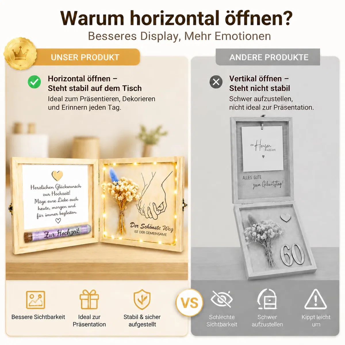 Hochzeitsgeschenke für Brautpaar, LED Holzbox Hochzeitsgeschenk Geld Geldgeschenk Hochzeit Geldgeschenk, Geschenkbox Geldgeschenke zur Hochzeit Geldgeschenke Verpackung
