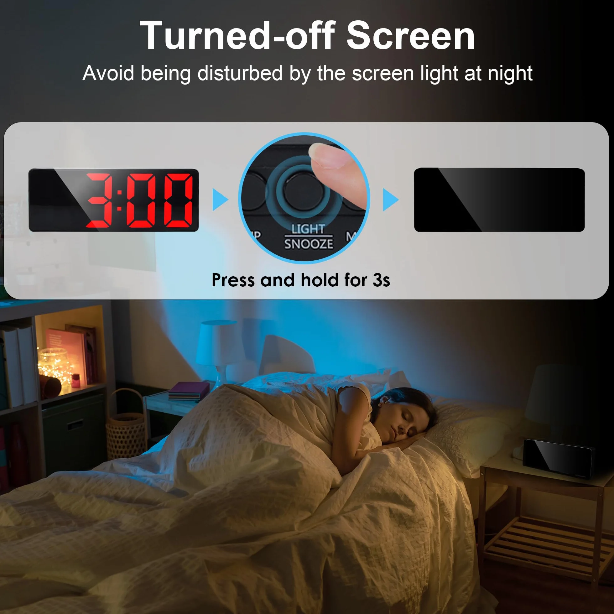 Lafocuse LED Wecker Digital mit Großen Zahlen, Tischuhr Digitaler mit Snooze, Helligkeit Regelbar, 12/24HR für Nachttisch Schlafzimmer Büro, Rot