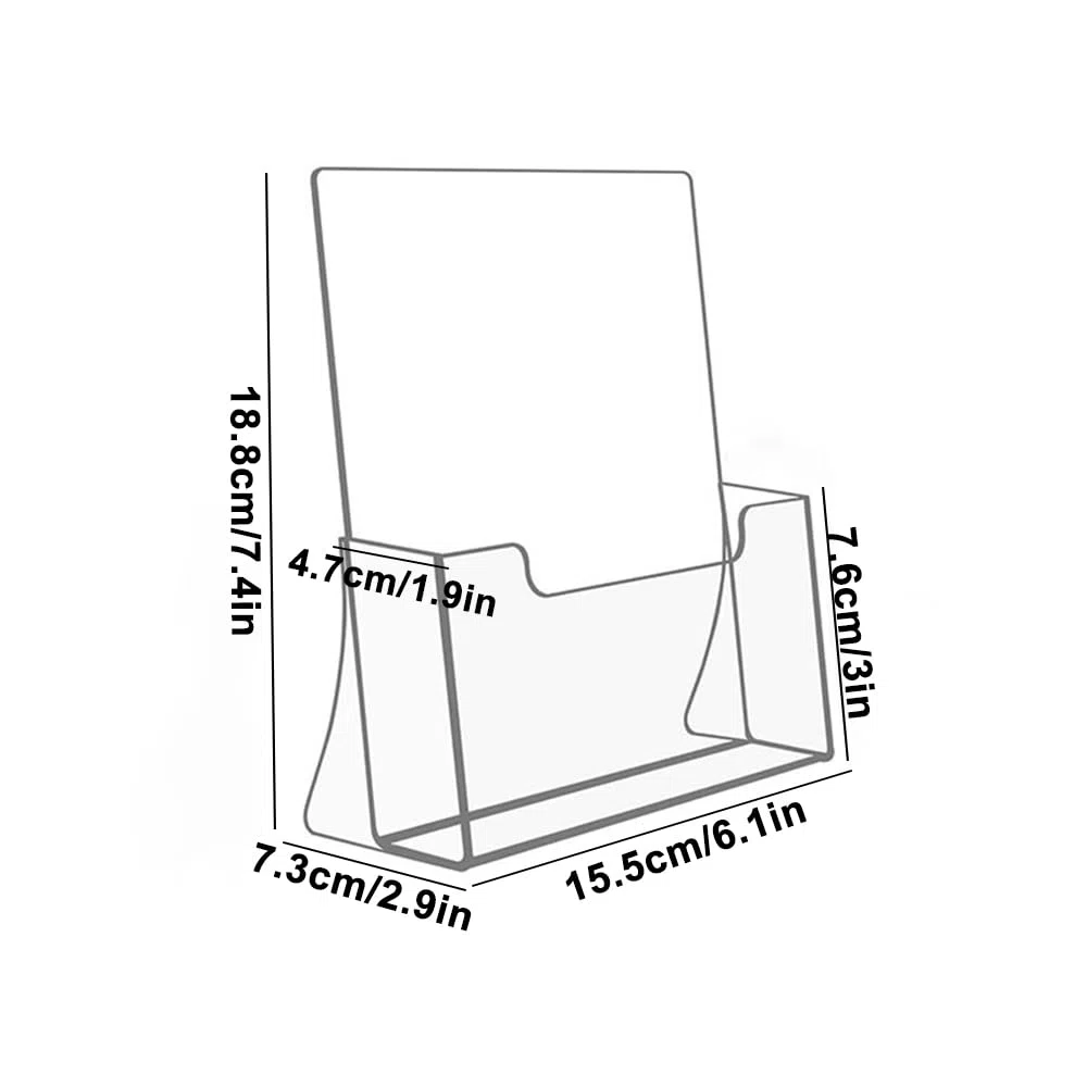 2 Stück Prospekthalter Flyer Aufsteller Prospektständer A5 Tisch Prospektständer Acryl Transparenter Flyerständer für Counter Büro Restaurant Rezeption
