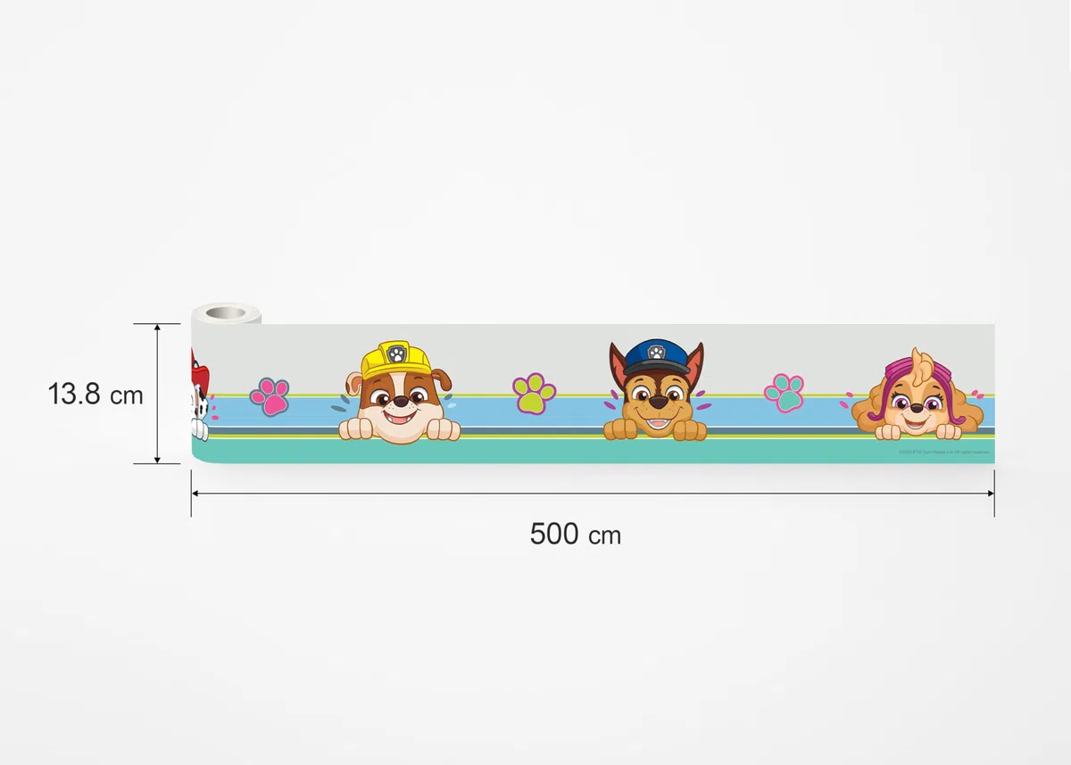 AG Design Selbstklebende Bordüre Paw Patrol, AWBD 8013 | Wasserfest Kinderzimmer Wand Dekoration | Wandbordüre für Mädchen und Junge | Folie, Mehrfarbig | Breite 500 cm x Höhe 13.8 cm