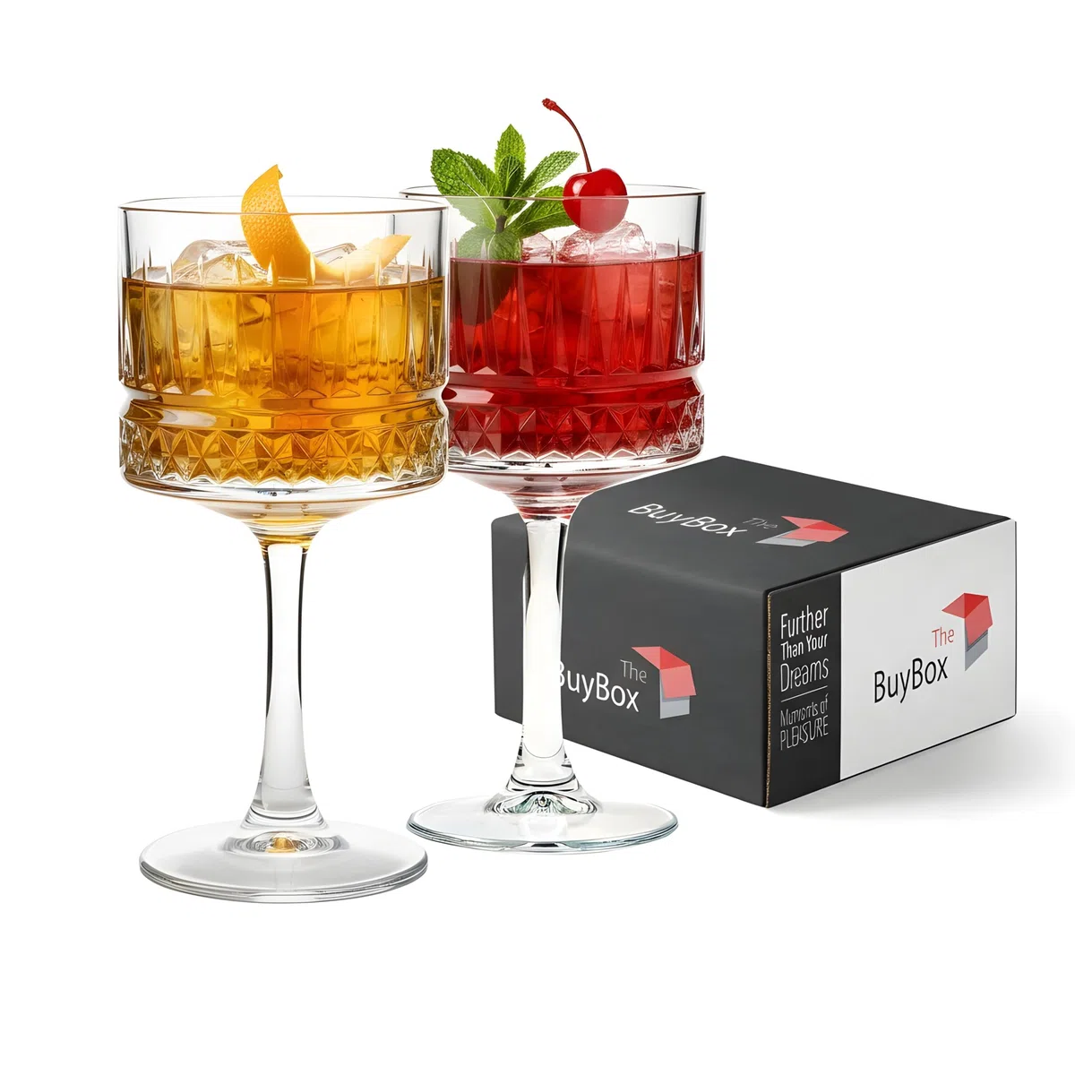 Vintage Coupe Gläser 2er Set, (500 ml/17oz), Champagner, Martini, Cocktailgläser, Aperol Spritz Gläser, Große Quadratische Weingläser, Riesige Rotweingläser, Kristallweingläser, Glas Dessertschalen