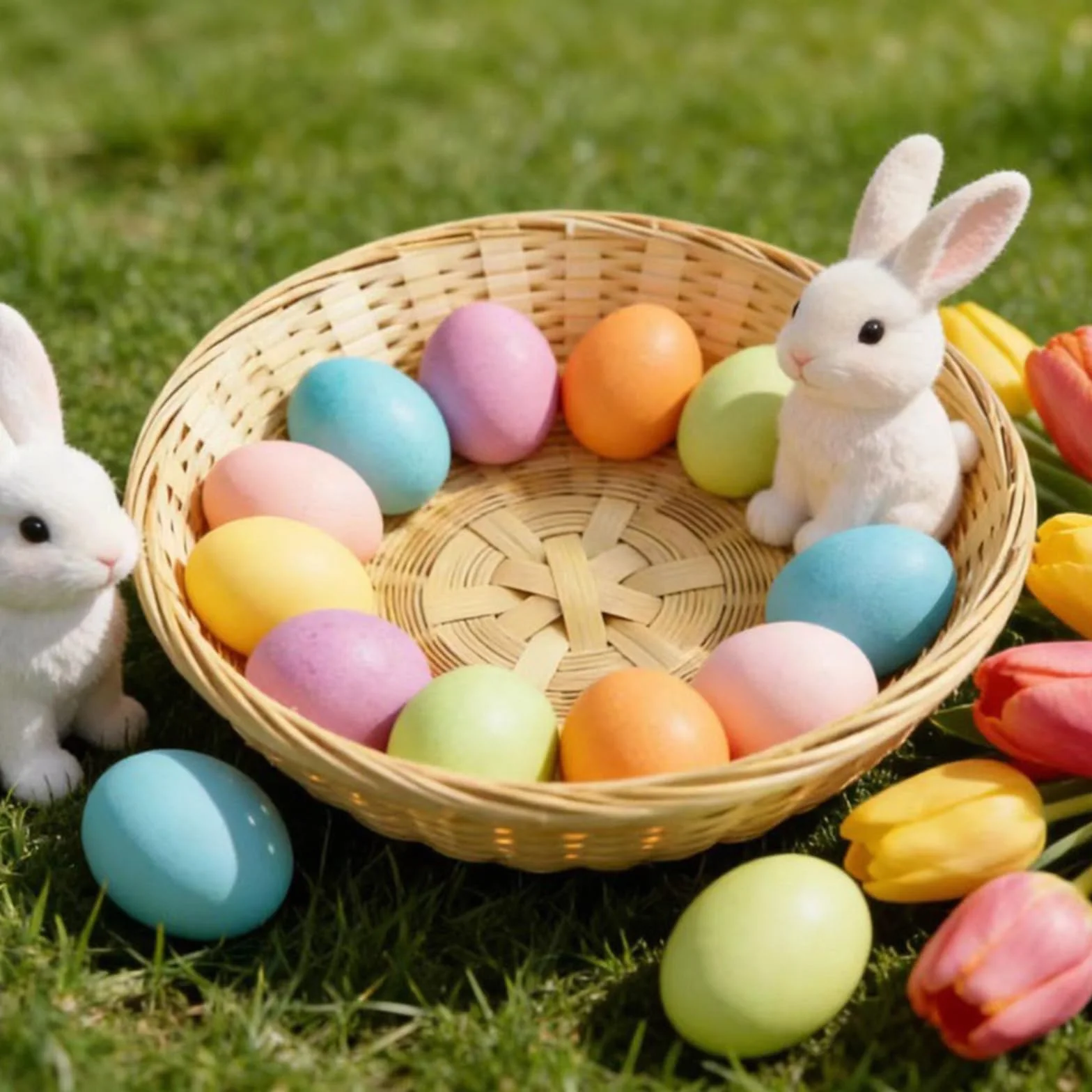 5 Stück Geflochtener Korb Osterdeko, Kleiner Korb Geschenkkorb Leer, Weidenkorb Bambus Körbchen, Basteln und Deko, Osternest Körbchen, Leichte stabile Körbe für Ostereier Brötchen Geschenke