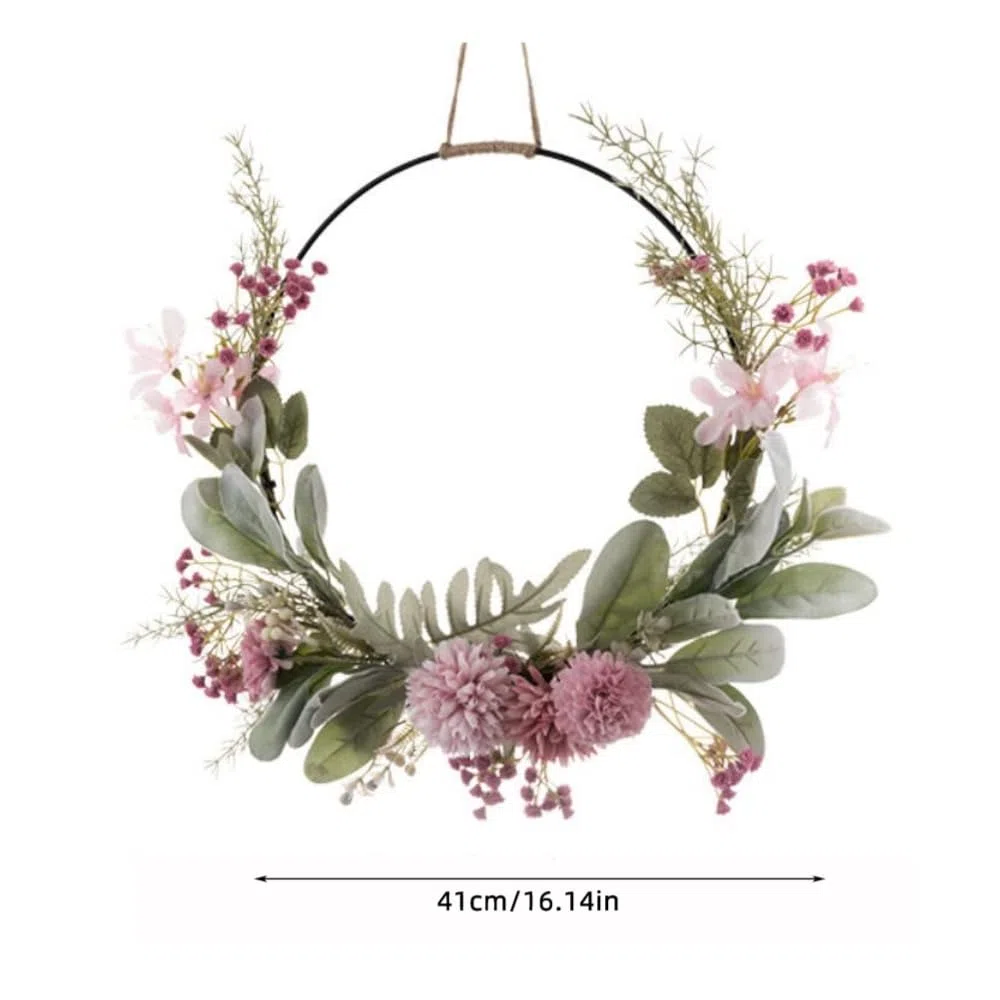 Türkranz Deko, 41cm Frühling, Ganzjährig Außen, Künstliche Orchideen, Fensterdeko Hängend, Türdeko Haustür, für Hochzeit Wohnzimmer