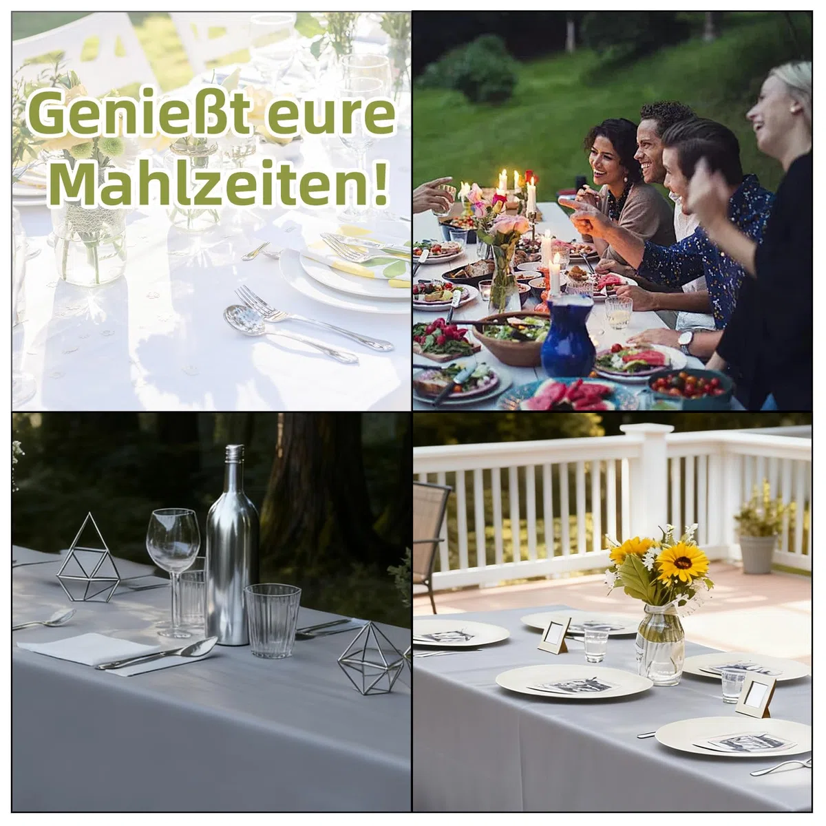 3-teilige Bierzeltgarnitur Auflage, Enthält 2 Bierbank Hussen und 1 Biertisch Husse aus Polyestermaterial, Waschbar und Fixierbar Bierzeltgarnitur Hussen, für Bankette im Freien（Grau, 220x50cm）