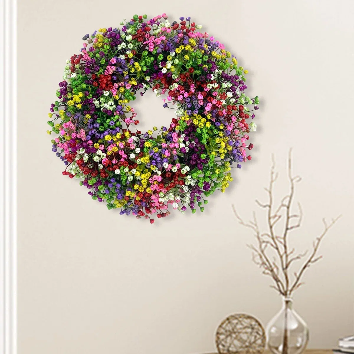 Türkranz Ganzjährig Außen Deko,Personalisiert Künstlicher Blumenkranz Deko für Haustür,Frühling Sommer Außen Türkranz Modern Deko zum Aufhängen,Bauernhaus Willkommens Girlande (#2, 40x40cm)