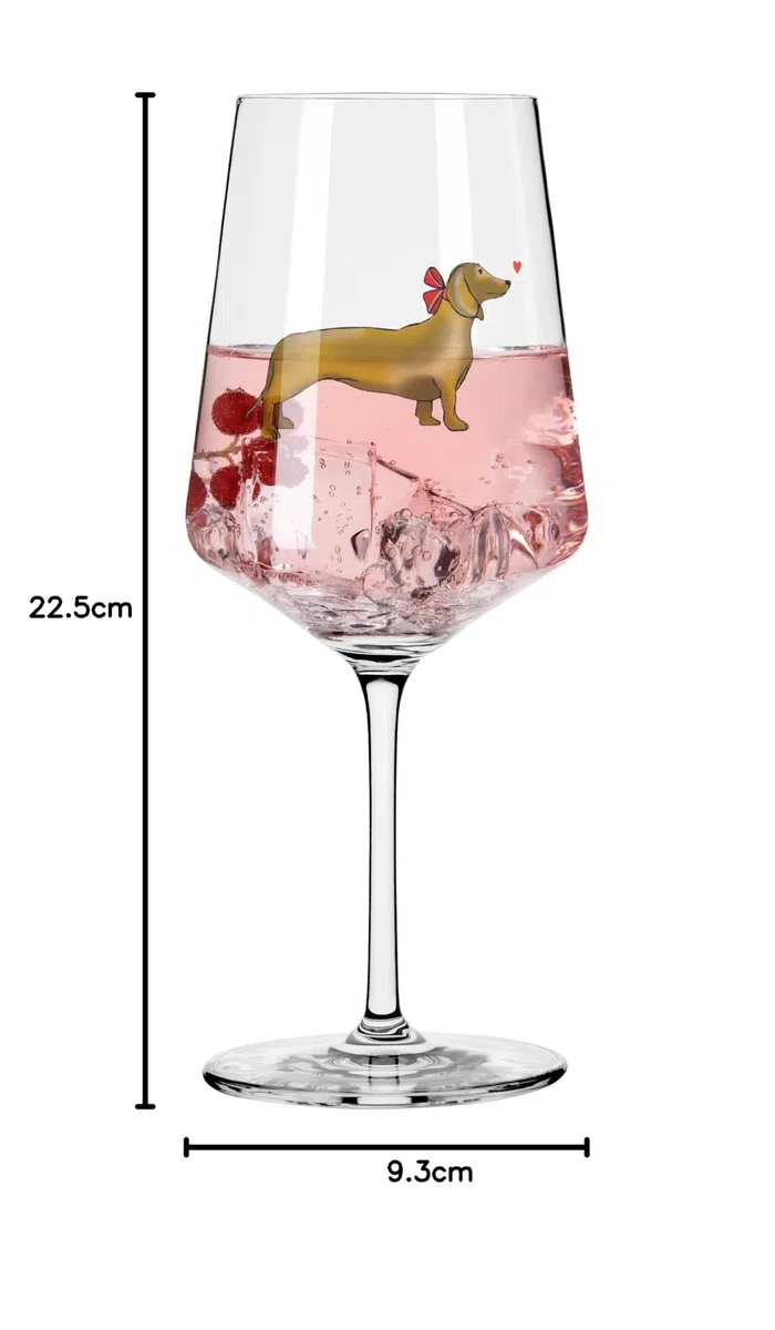 RITZENHOFF 8106006 Cocktail-Glas 500 ml, Serie Tierisch glücklich, Motiv Dackel mit roter Schleife - Made in Germany