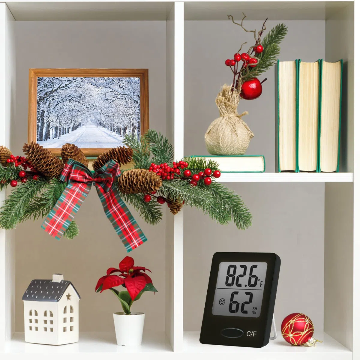 Mini Digital Hygrometer Innen - 4 Stück thermometer innen， Thermometer Hygrometer mit Smiley-Indikator, Raumthermometer, Luftfeuchtigkeitsmesser Innen für Innenraum,Babyraum,Wohnzimmer,Büro,schwarz