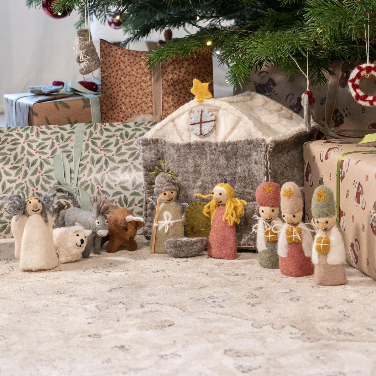 Én Gry & Sif Heilige DREI Könige, Krippenfiguren aus Filz, Hand-Made, fair-Trade, Kinderzimmerdeko, besondere Weihnachtskrippe, 10 cm groß