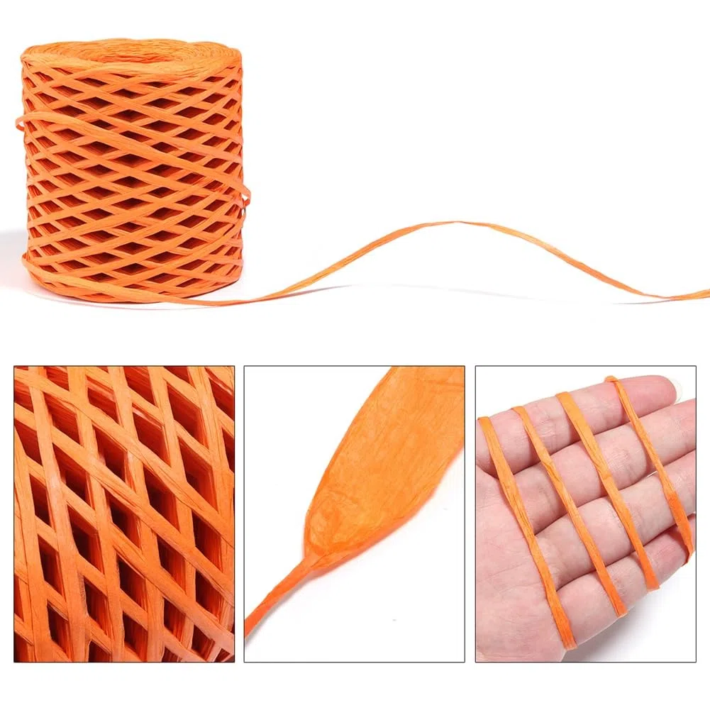 200 m Bastband Bunt Papierbänder Raffia Paper Schnur Geschenkband Papier Bindfäden Häkeln Bast Band für DIY Basteln Geschenkverpackung Weben Weihnachten Dekoration Mischfarben 2