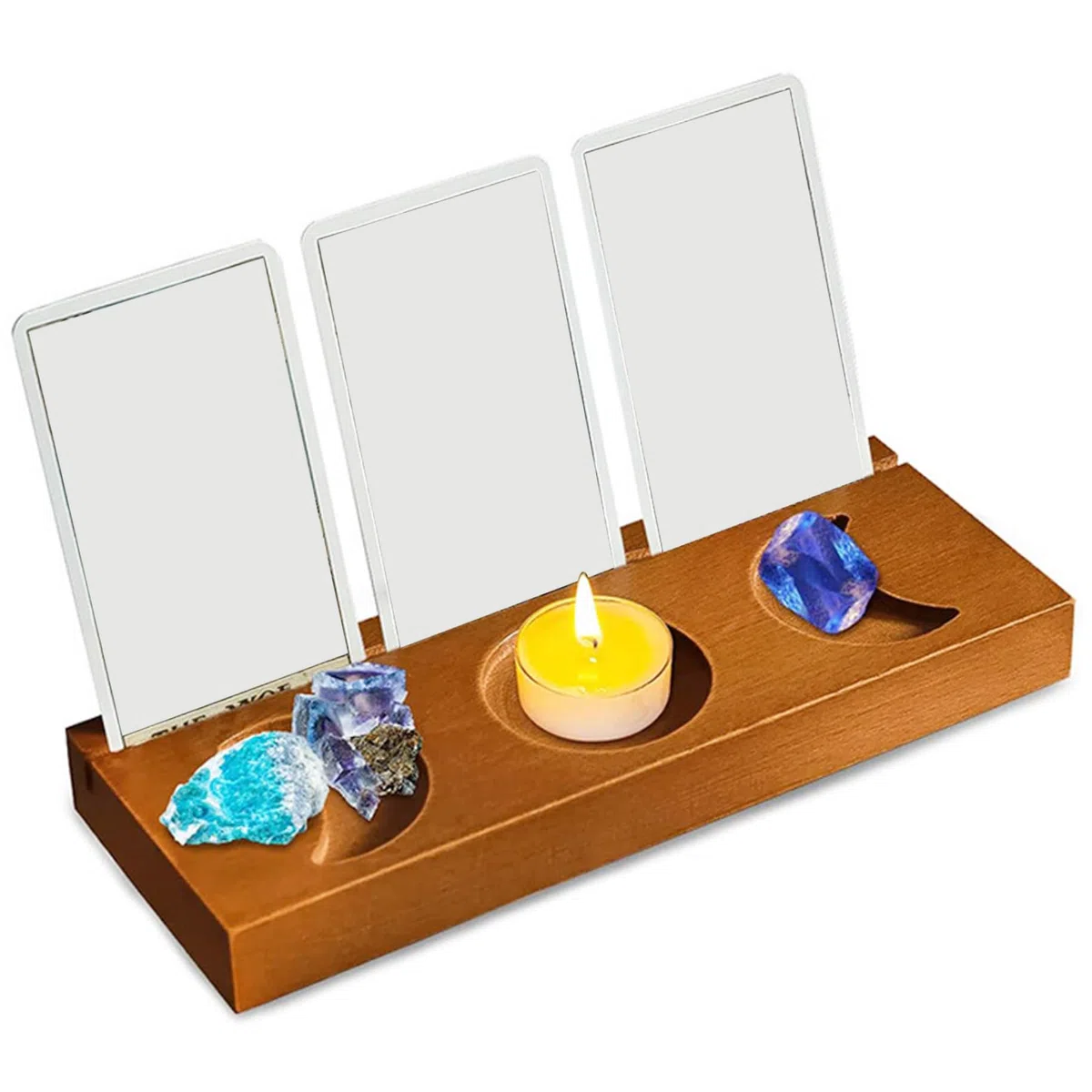 Altar -Tisch mit Tarotkartenhalter, 8x3 Zoll kompaktes Holz Altar -Tisch für spirituelle Meditation, Hexenversorgungen Hexenheimungsdekoration