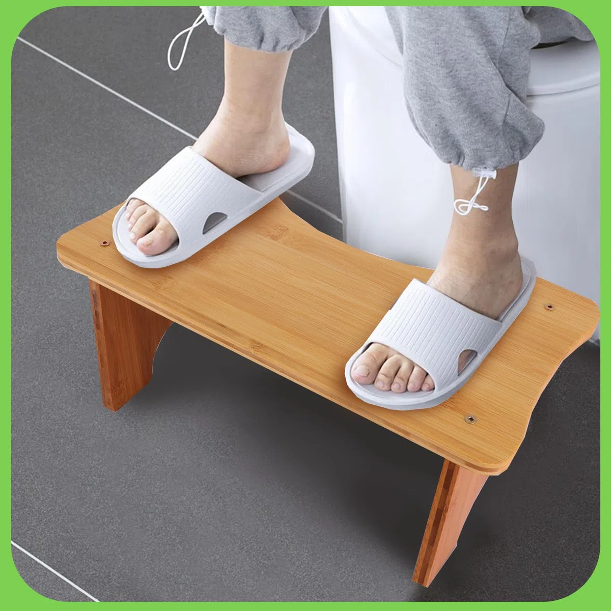 ASelected Toilettenhocker Kackhocker 30 x 19 x 17 cm Toilettenfußpedal aus Holz Squatty Potty Tragbarer Kurzer Hocker (Holzfarbe)