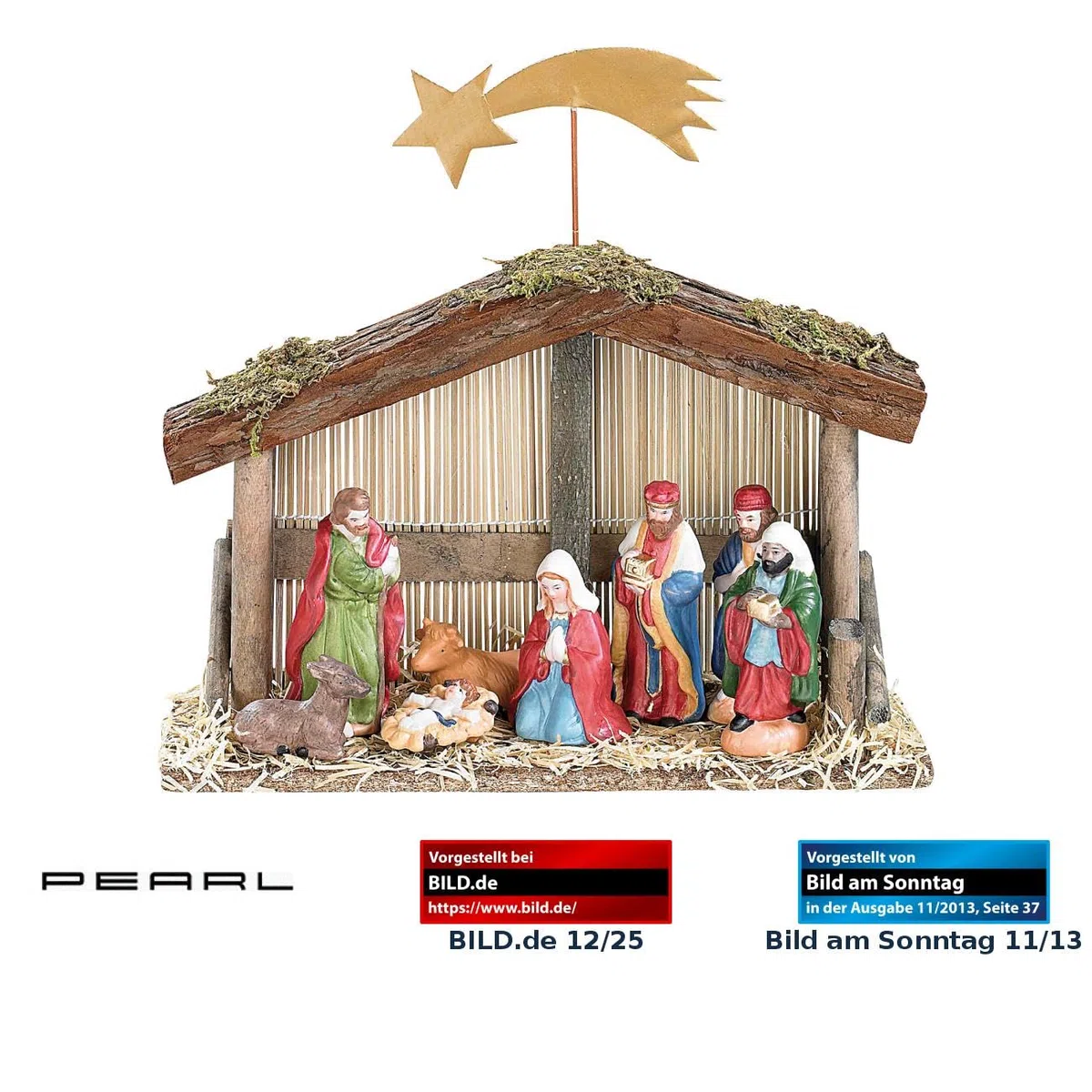 PEARL Weihnachtskrippe: Weihnachts-Krippe (10-teilig) mit handbemalten Porzellan-Figuren (Krippe kaufen Weihnachten, Weihnachtskrippe Porzellanfiguren, Winter)