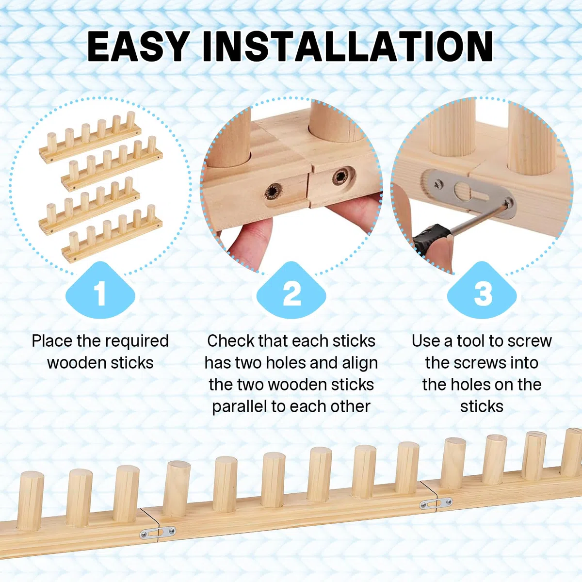 4 Stück Decken-Strickrahmen für Chunky Wolle, 47" Webstühle Für Grobe Decken, Grobe Strickdecke, Rahmenbrett Zum Stricken Von Handdecken, DIY-Webstuhlrahmen, Häkelrahmen für Deckens (120CM)