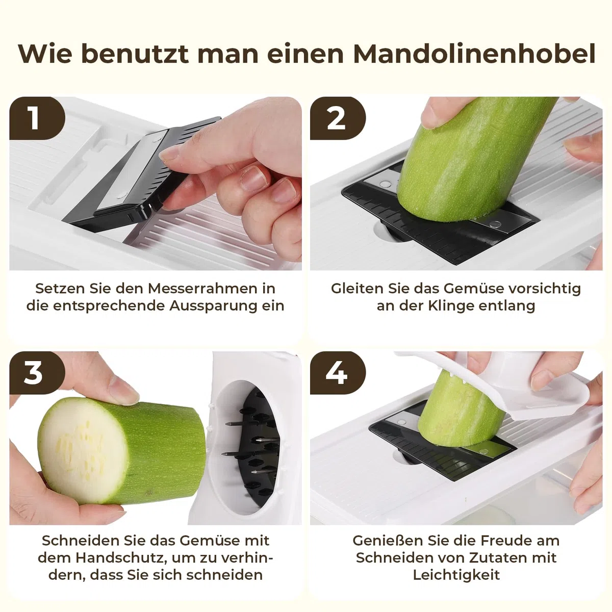 Gemüseschneider und Spiralschneider, Mandoline Gemüsehobel, Würfelschneider Zwiebelschneider, Reibe für Gemüse mit 9 Austauschbare Klingen, Gemüse Schneider für Tomate, Kartoffel, Gurke